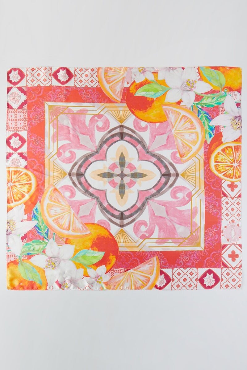 Valencia Oranges Coral Square Satin Scarf - Wholesale Accessory Market