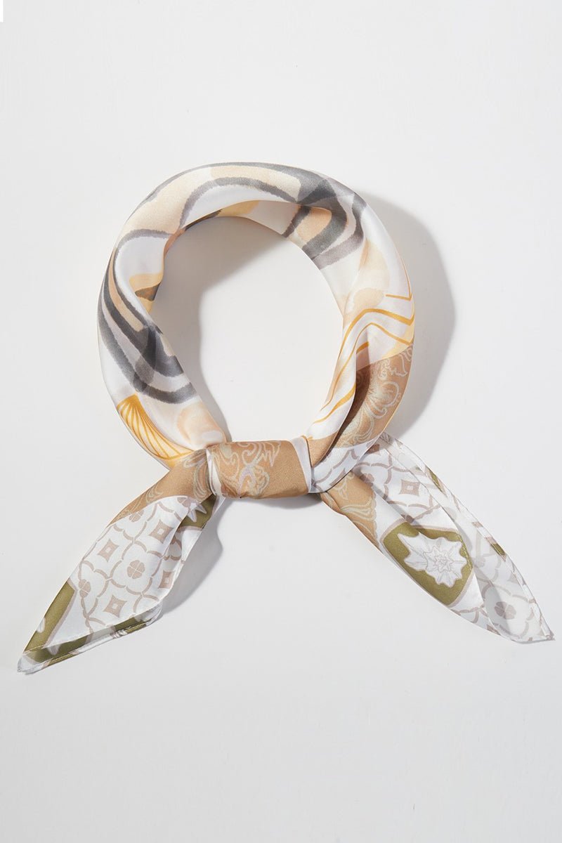 Valencia Oranges Taupe Square Satin Scarf - Wholesale Accessory Market
