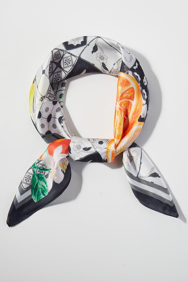 Citrus Club Black Square Satin Scarf - Wholesale Accessory Market