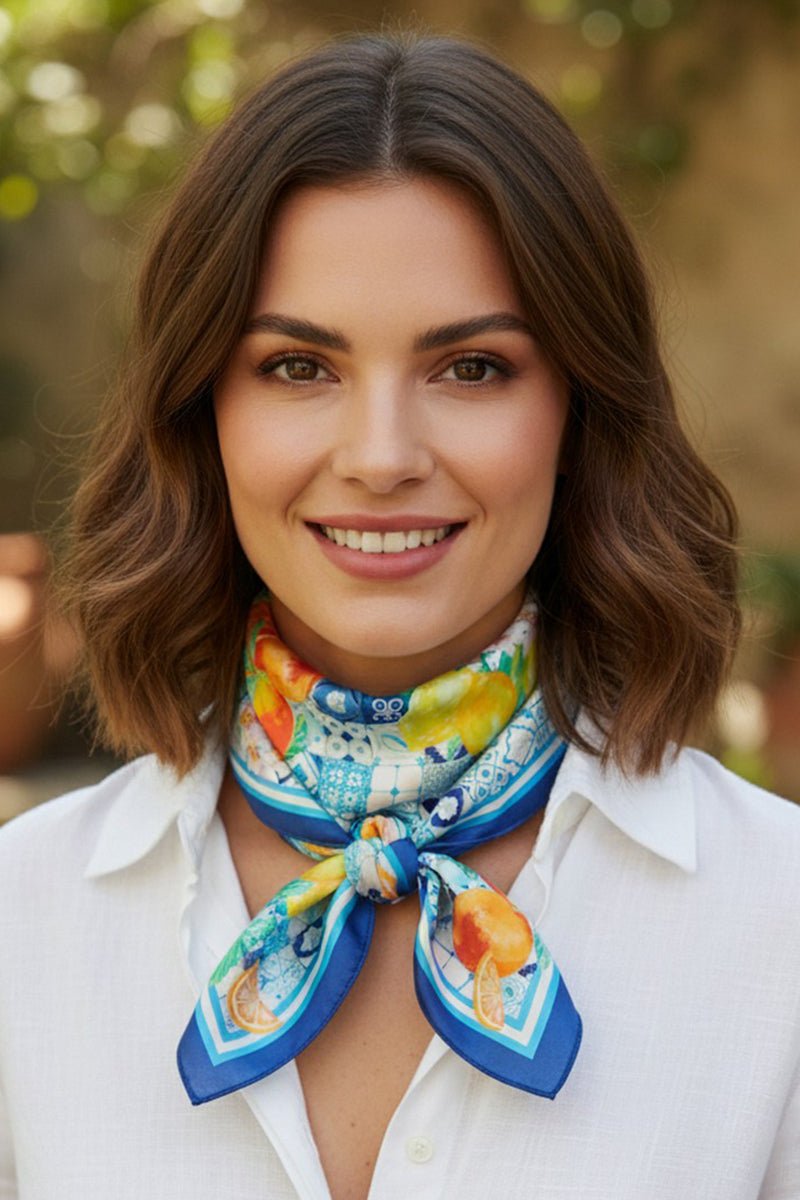 Citrus Club Blue Square Satin Scarf - Wholesale Accessory Market