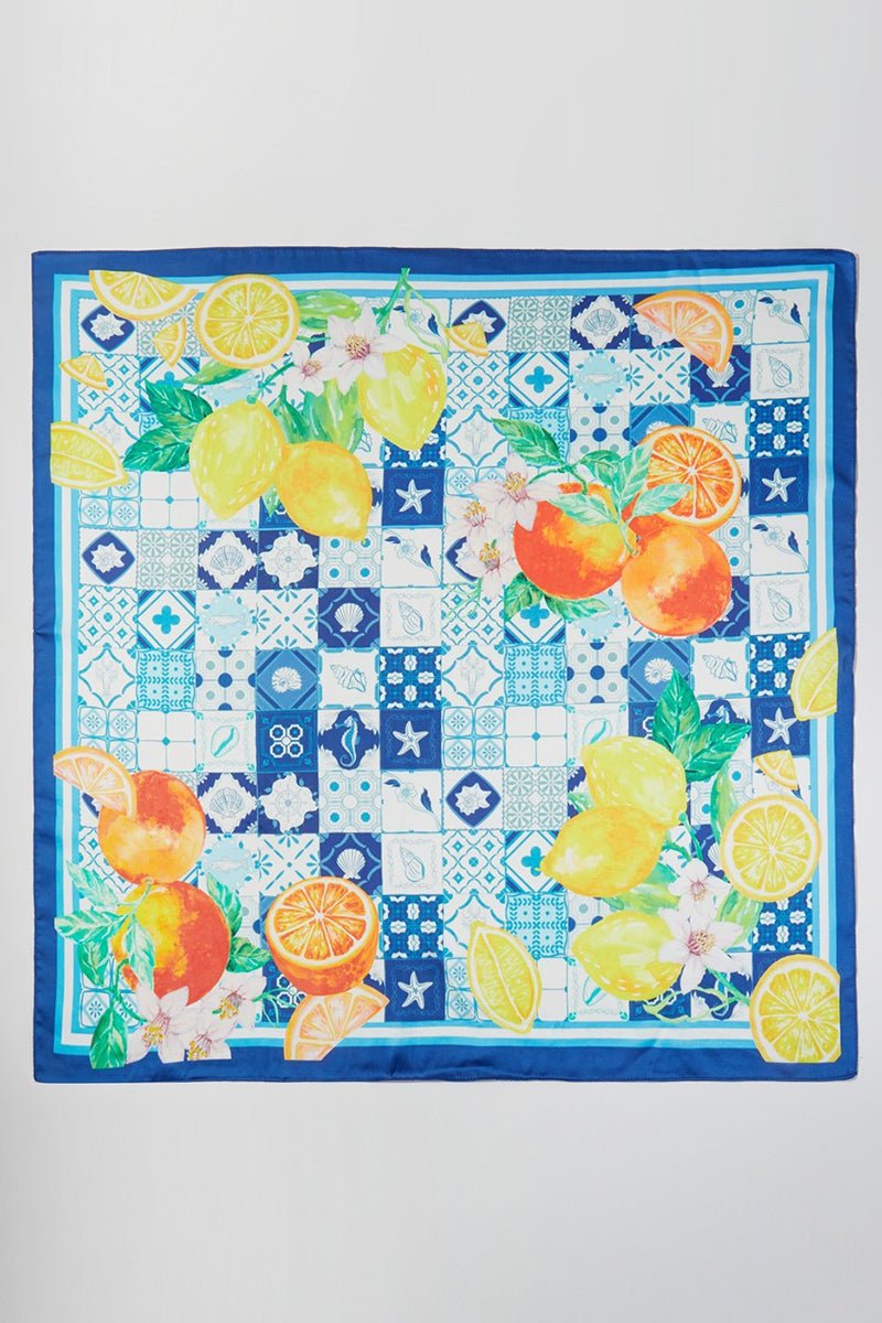 Citrus Club Blue Square Satin Scarf - Wholesale Accessory Market