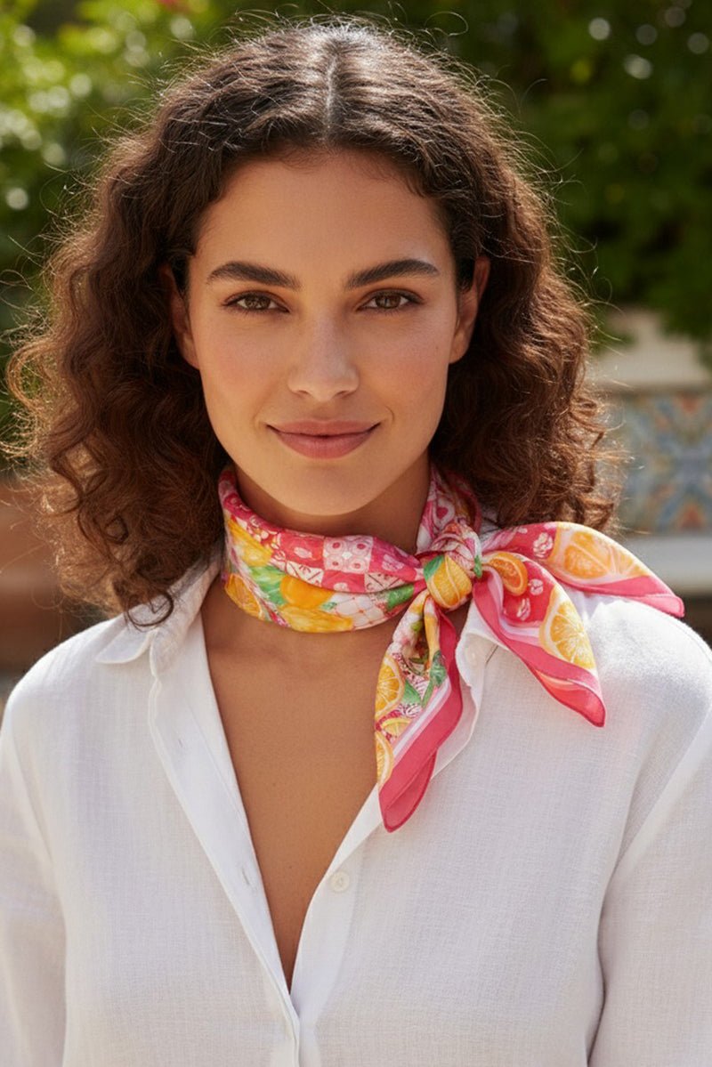 Citrus Club Pink Square Satin Scarf - Wholesale Accessory Market