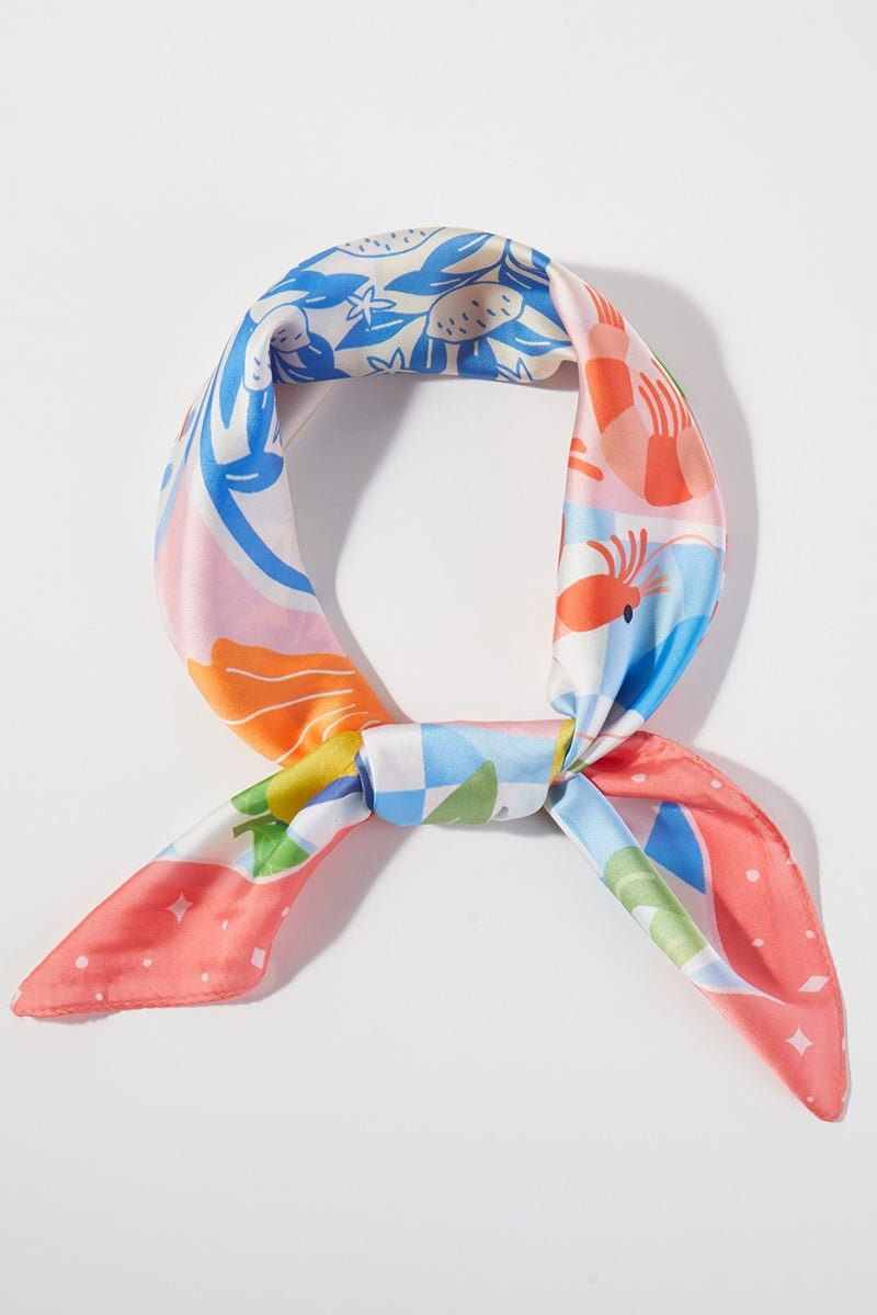 Coastal Cafe Coral Square Satin Scarf - Wholesale Accessory Market