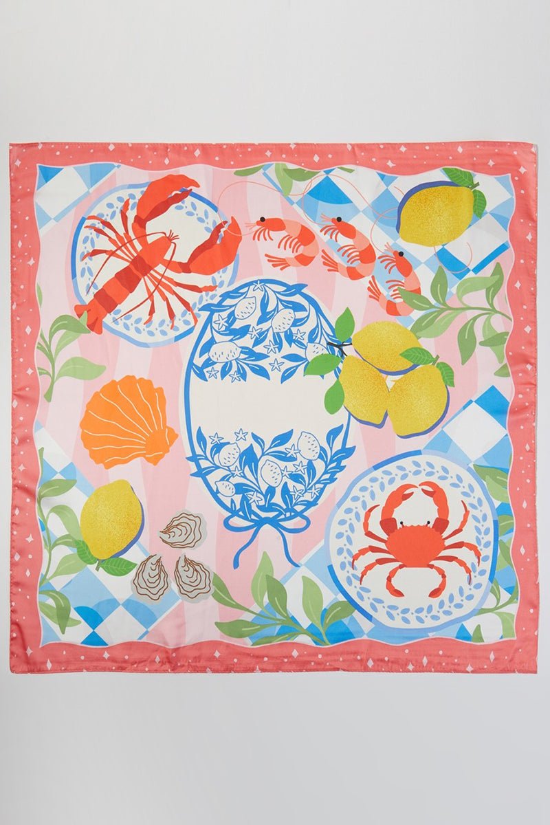 Coastal Cafe Coral Square Satin Scarf - Wholesale Accessory Market