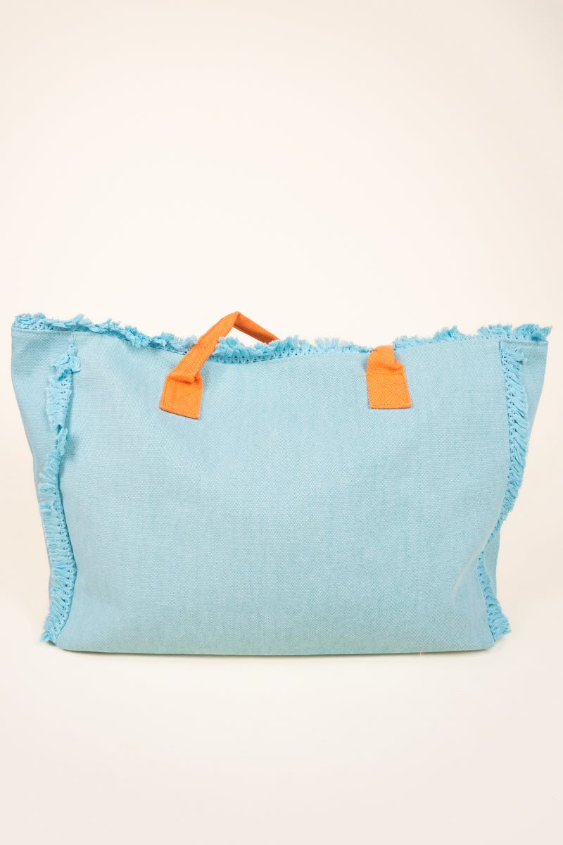 Summer Rope Text Blue Canvas Tote - Wholesale Accessory Market
