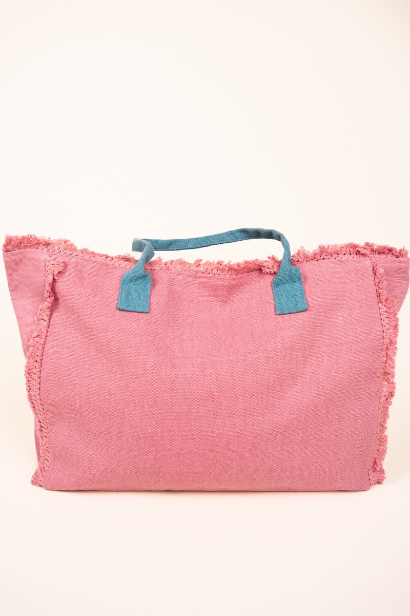 Summer Rope Text Pink Canvas Tote - Wholesale Accessory Market