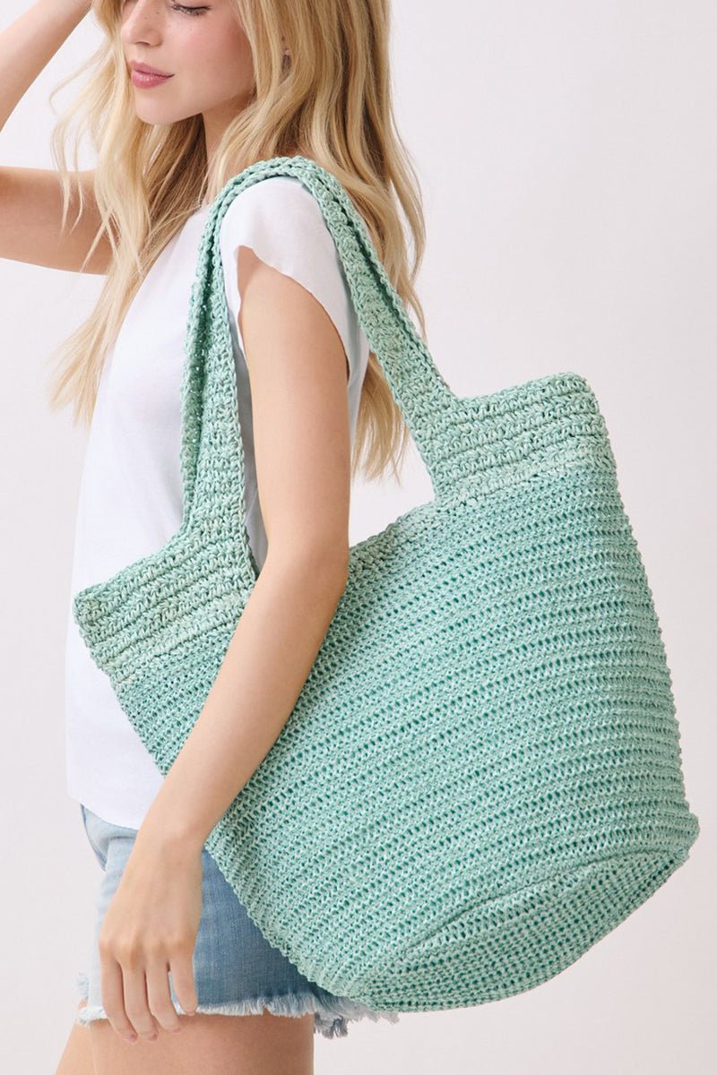 Salt & Sun Mint Woven Straw Bucket Bag - Wholesale Accessory Market