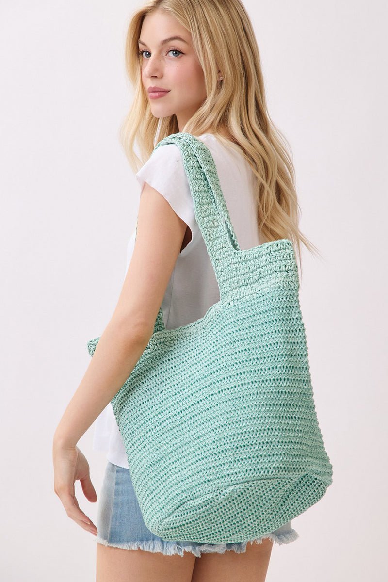 Salt & Sun Mint Woven Straw Bucket Bag - Wholesale Accessory Market