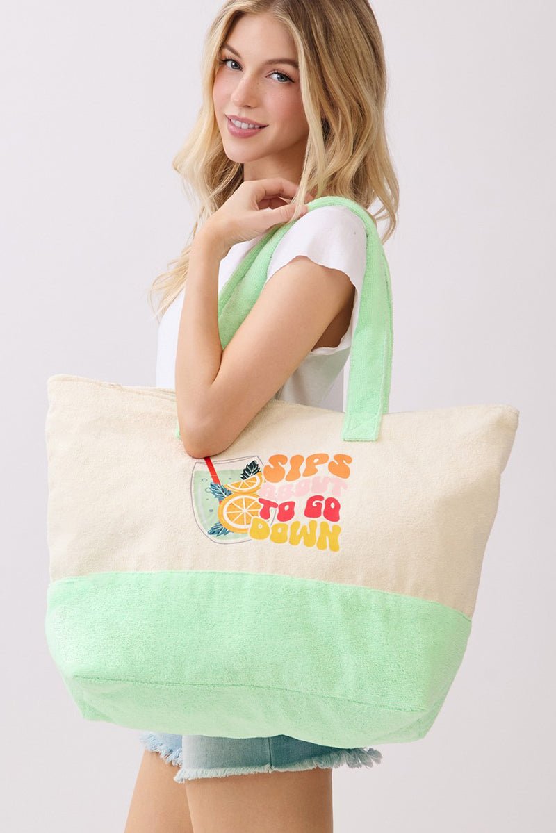 Sips About To Go Down Terry Tote - Wholesale Accessory Market