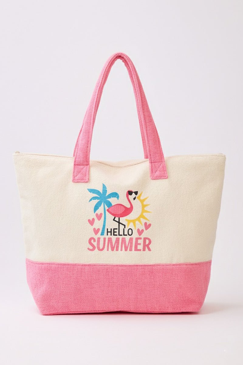 Hello Summer Hot Pink Terry Tote - Wholesale Accessory Market