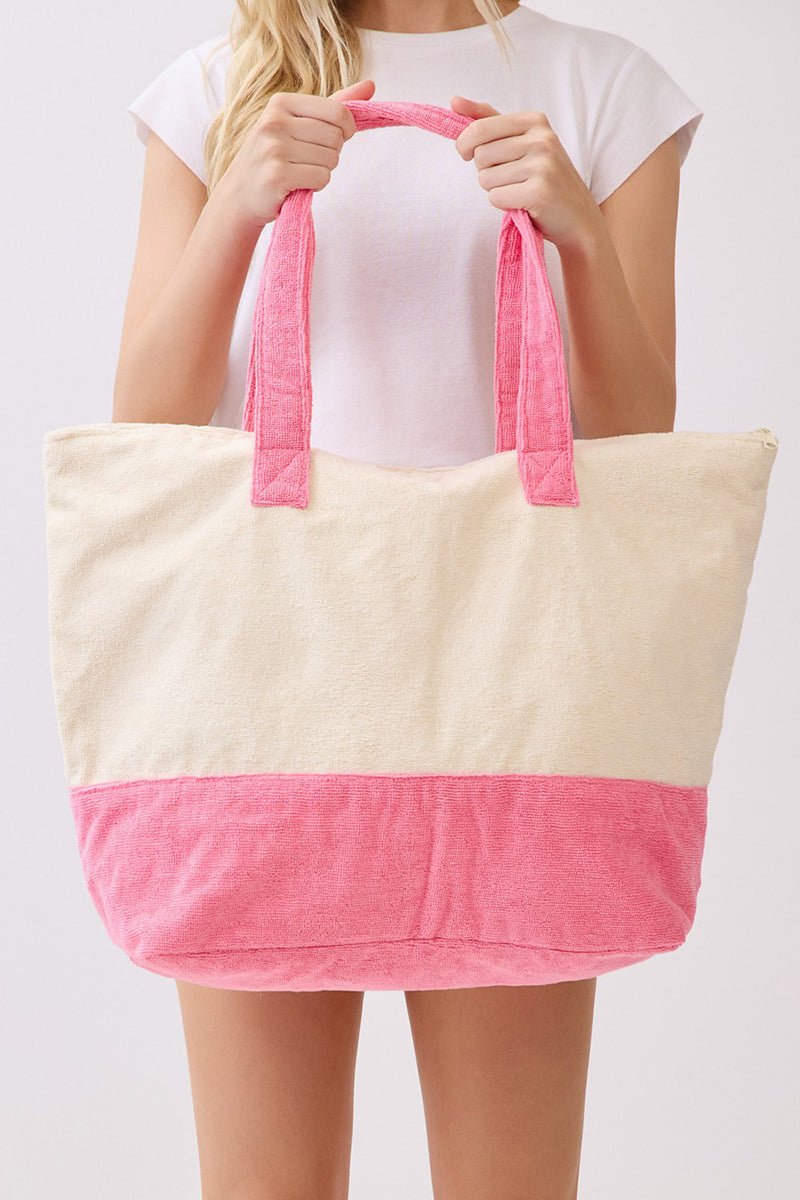 Life Is Better At The Beach Hot Pink Terry Tote - Wholesale Accessory Market