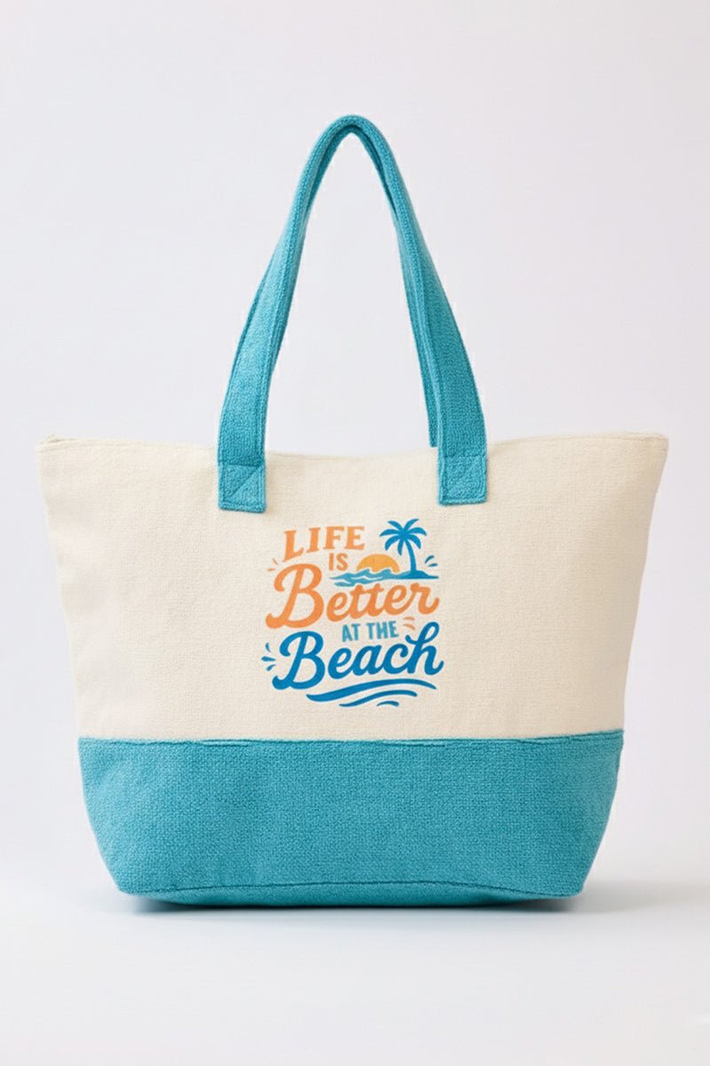 Life Is Better At The Beach Blue Terry Tote - Wholesale Accessory Market