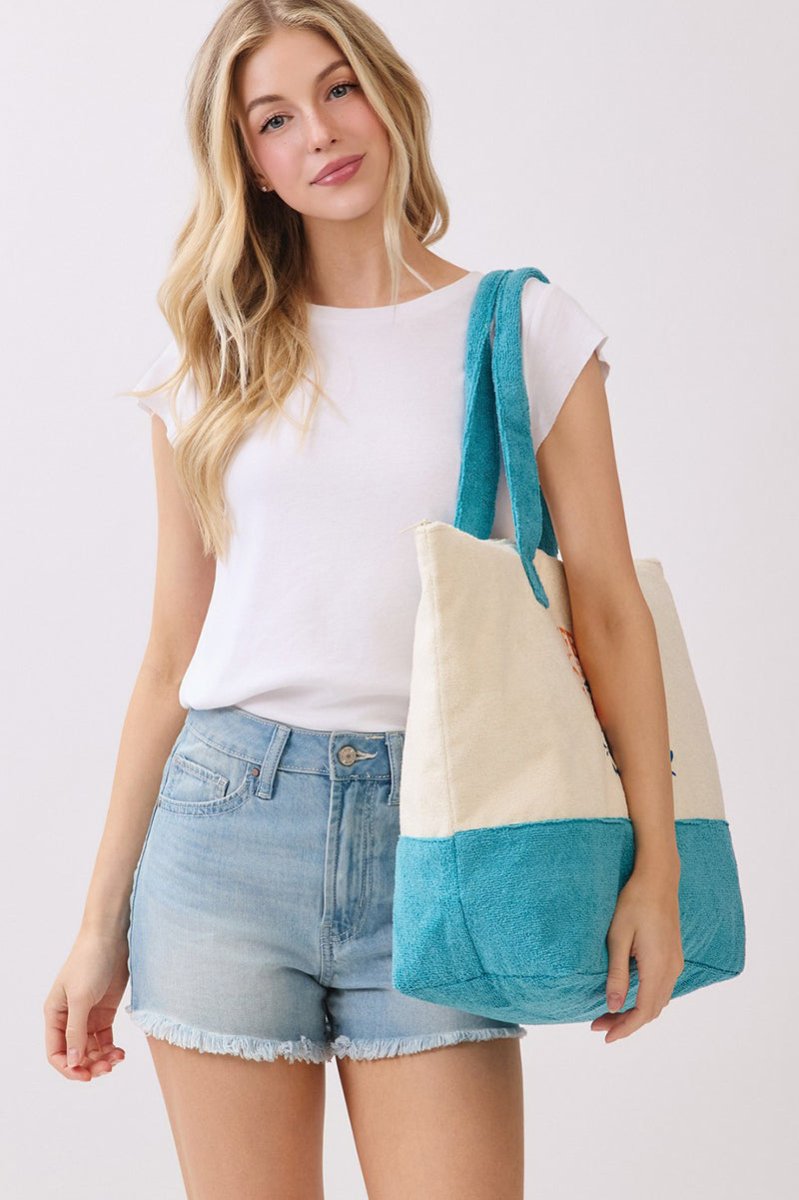 Life Is Better At The Beach Blue Terry Tote - Wholesale Accessory Market