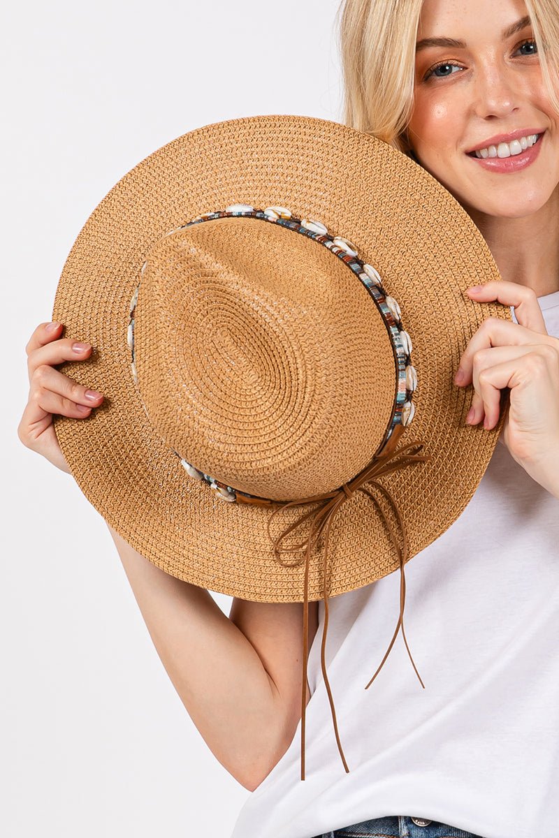 Cowrie Coast Taupe Straw Hat - Wholesale Accessory Market