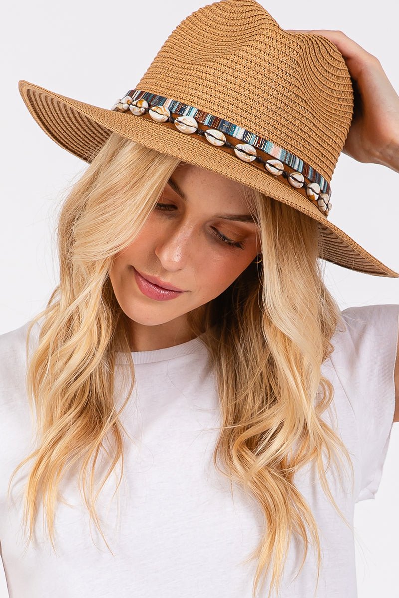 Cowrie Coast Taupe Straw Hat - Wholesale Accessory Market