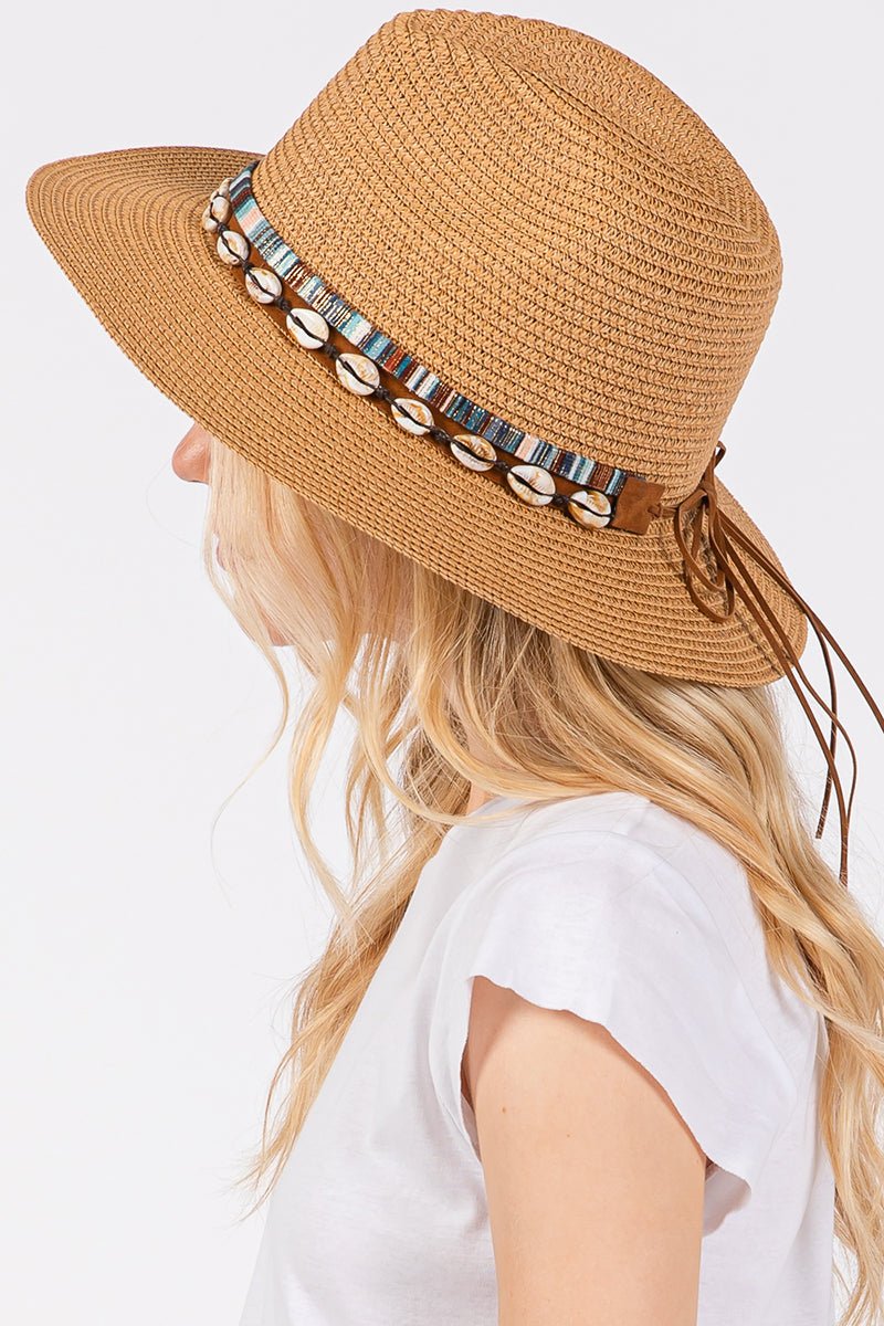 Cowrie Coast Taupe Straw Hat - Wholesale Accessory Market