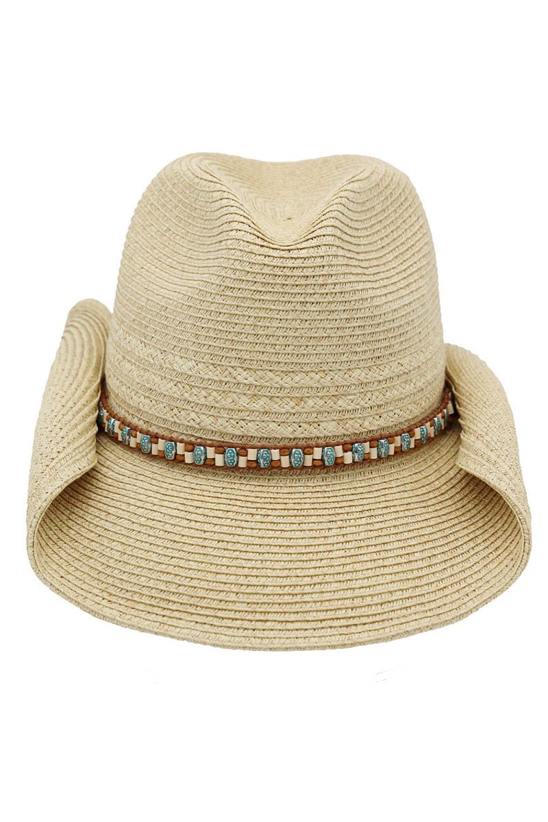 Desert Highway Beaded Natural Straw Cowgirl Hat - Wholesale Accessory Market