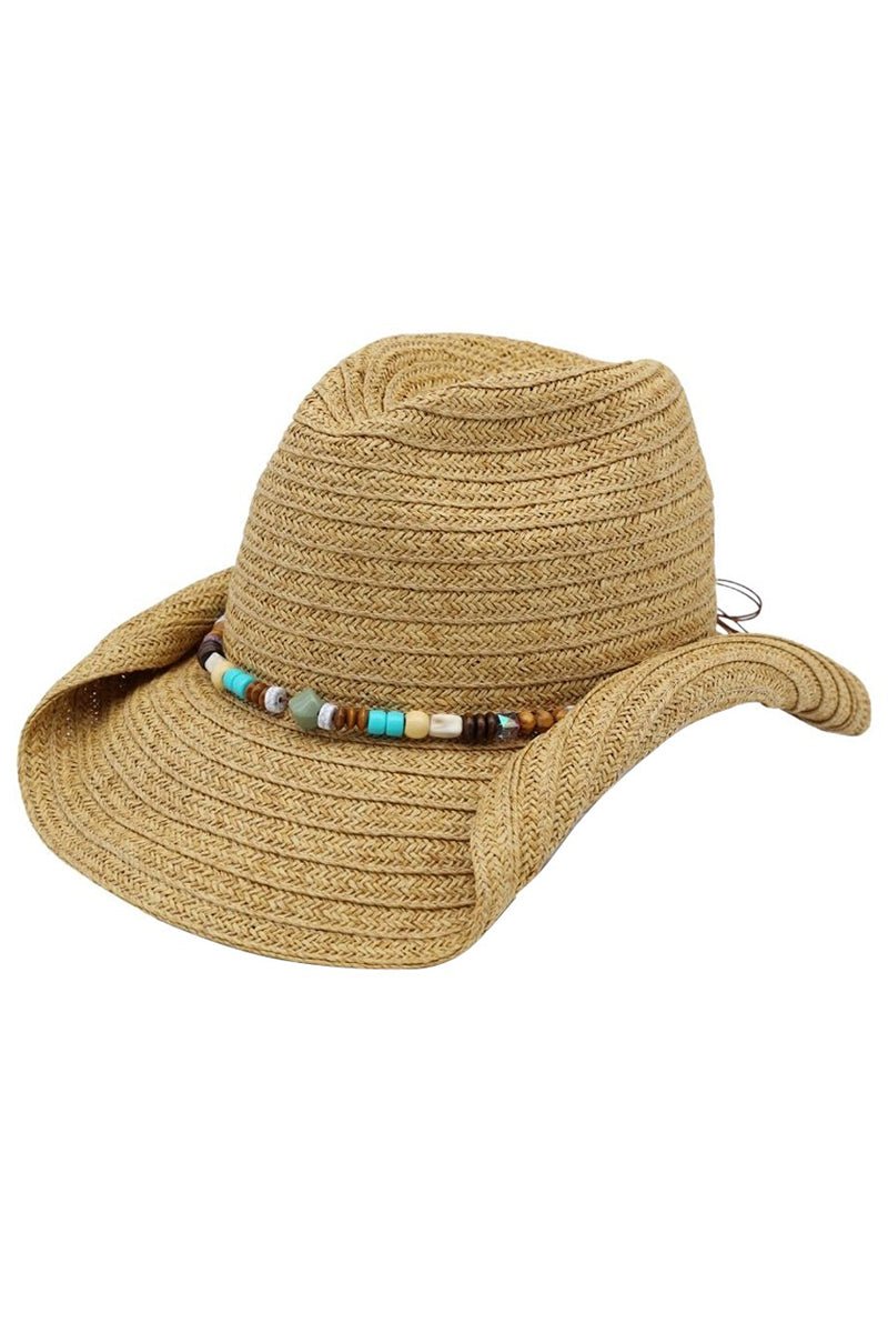 Galveston Island Beaded Tan Straw Cowgirl Hat - Wholesale Accessory Market