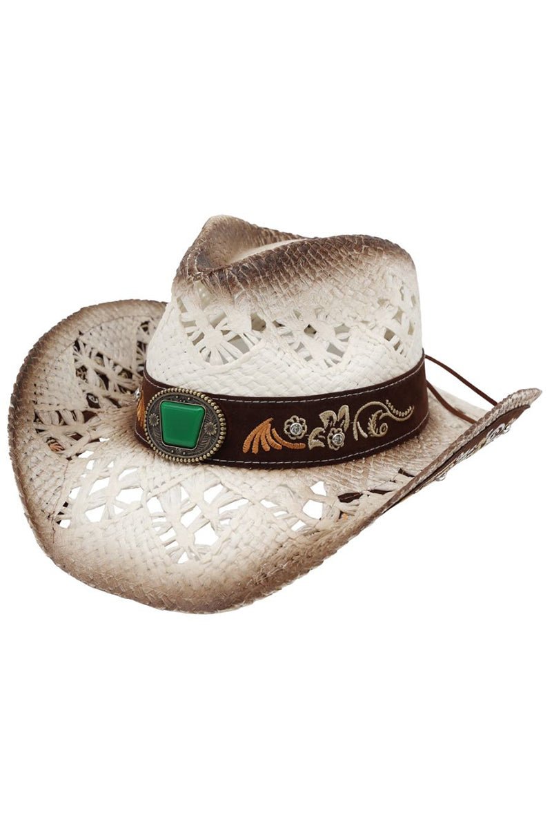 Sierra Verde Ivory Vintage Straw Cowgirl Hat - Wholesale Accessory Market