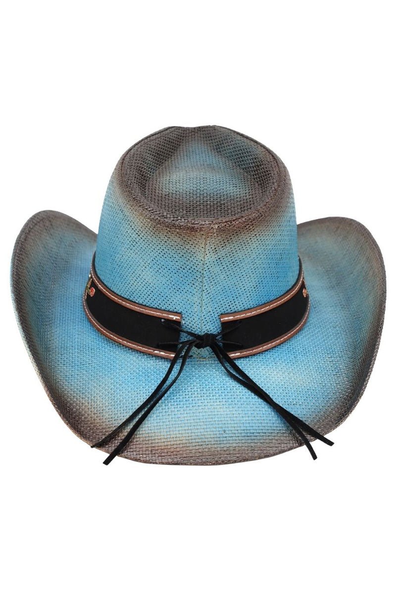 Laguna Vista Dusty Blue Distressed Straw Cowgirl Hat - Wholesale Accessory Market