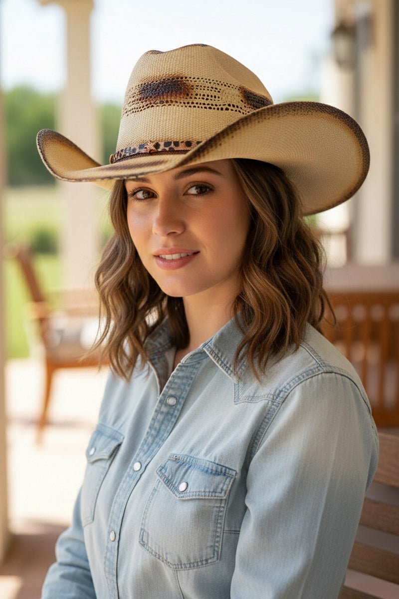 Desert Ember Beige Distressed Cowgirl Hat - Wholesale Accessory Market