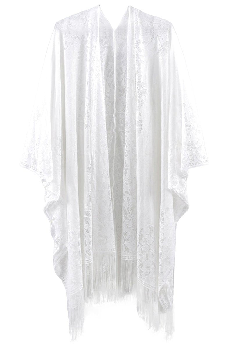 Bay Breeze White Lace Kimono - Wholesale Accessory Market