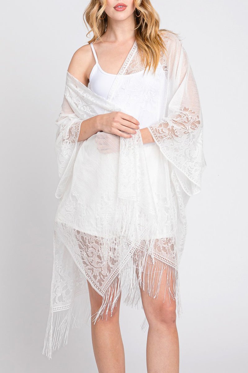 Bay Breeze White Lace Kimono - Wholesale Accessory Market