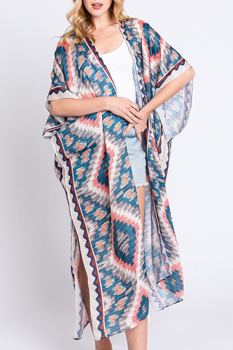 Galveston Getaway Beige Long Kimono - Wholesale Accessory Market