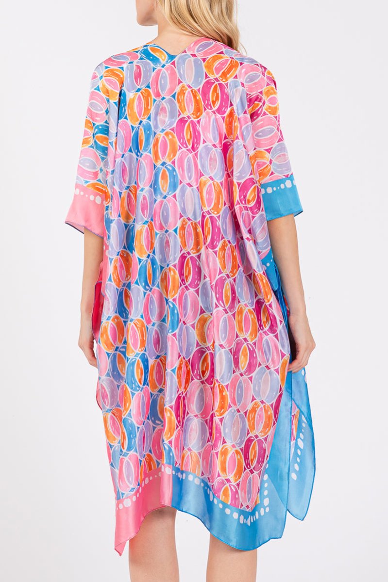Spring Into Motion Blue and Pink Silky Kimono - Wholesale Accessory Market