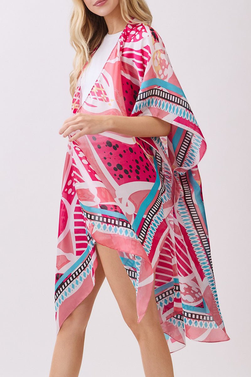 Floating Florals Pink Silky Kimono - Wholesale Accessory Market