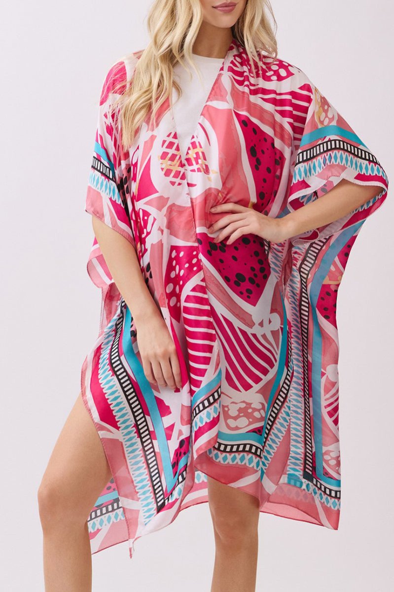 Floating Florals Pink Silky Kimono - Wholesale Accessory Market