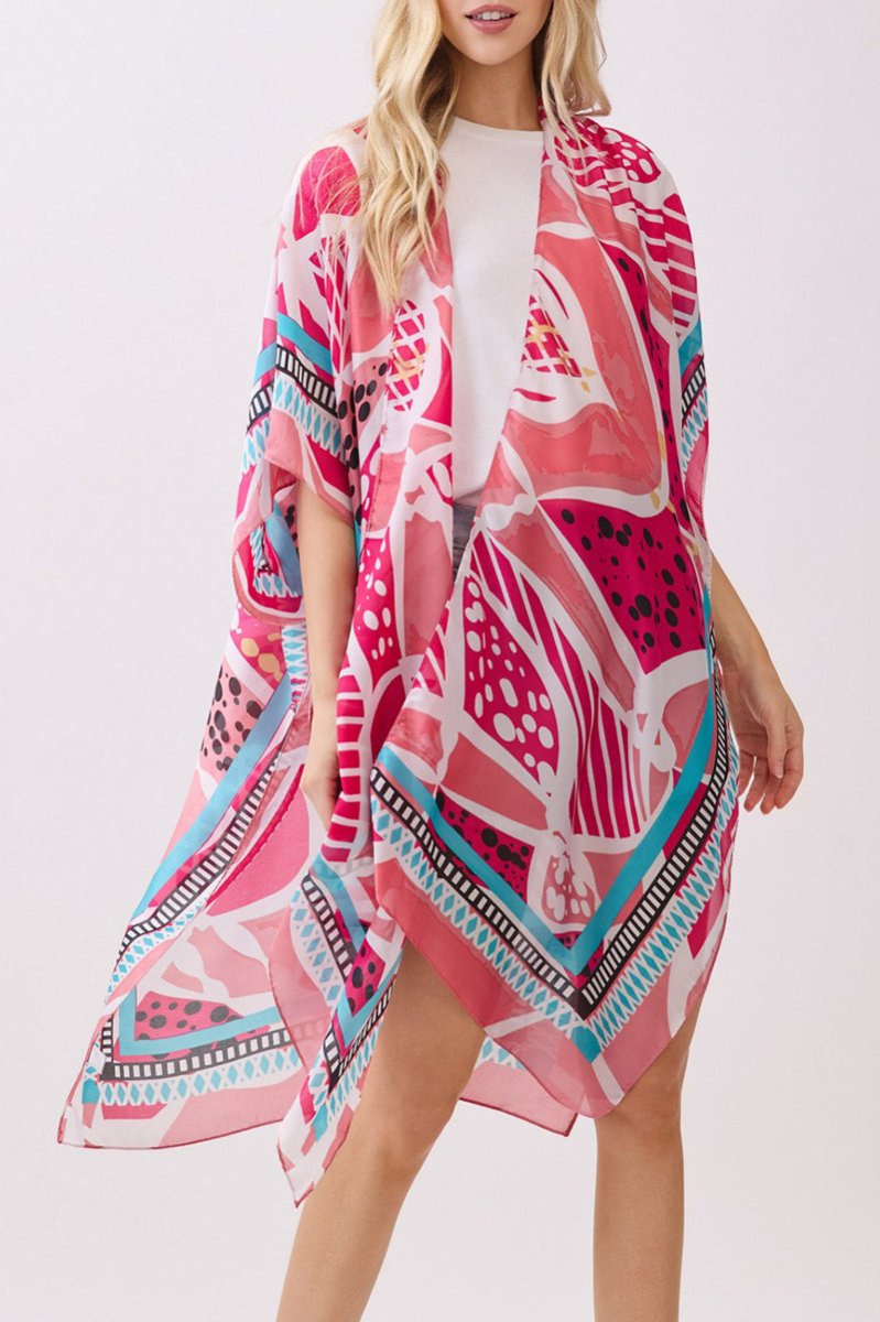 Floating Florals Pink Silky Kimono - Wholesale Accessory Market