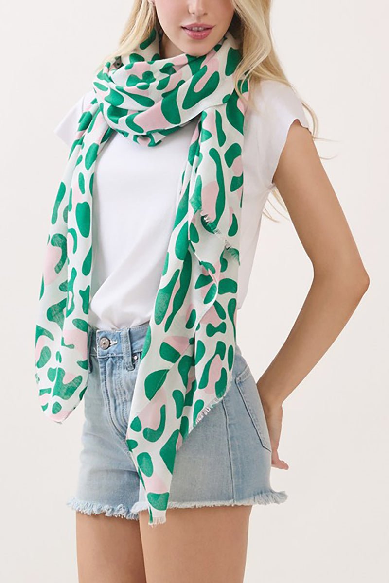 Spotted Status Pink and Green Leopard Long Scarf - Wholesale Accessory Market