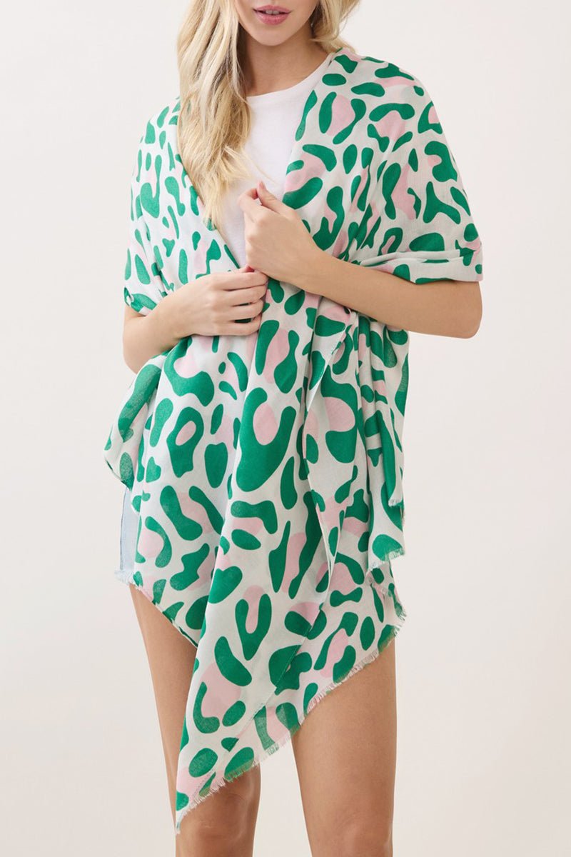 Spotted Status Pink and Green Leopard Long Scarf - Wholesale Accessory Market