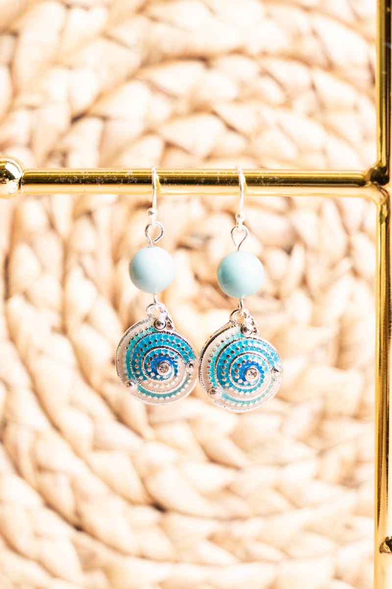 SeaSide Blue Shell Silvertone Earrings - Wholesale Accessory Market