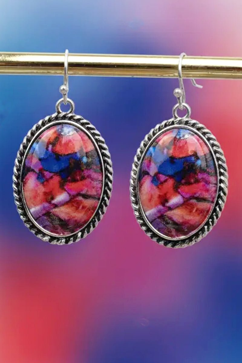 Sunset Bluff Silvertone Oval Earrings - Wholesale Accessory Market