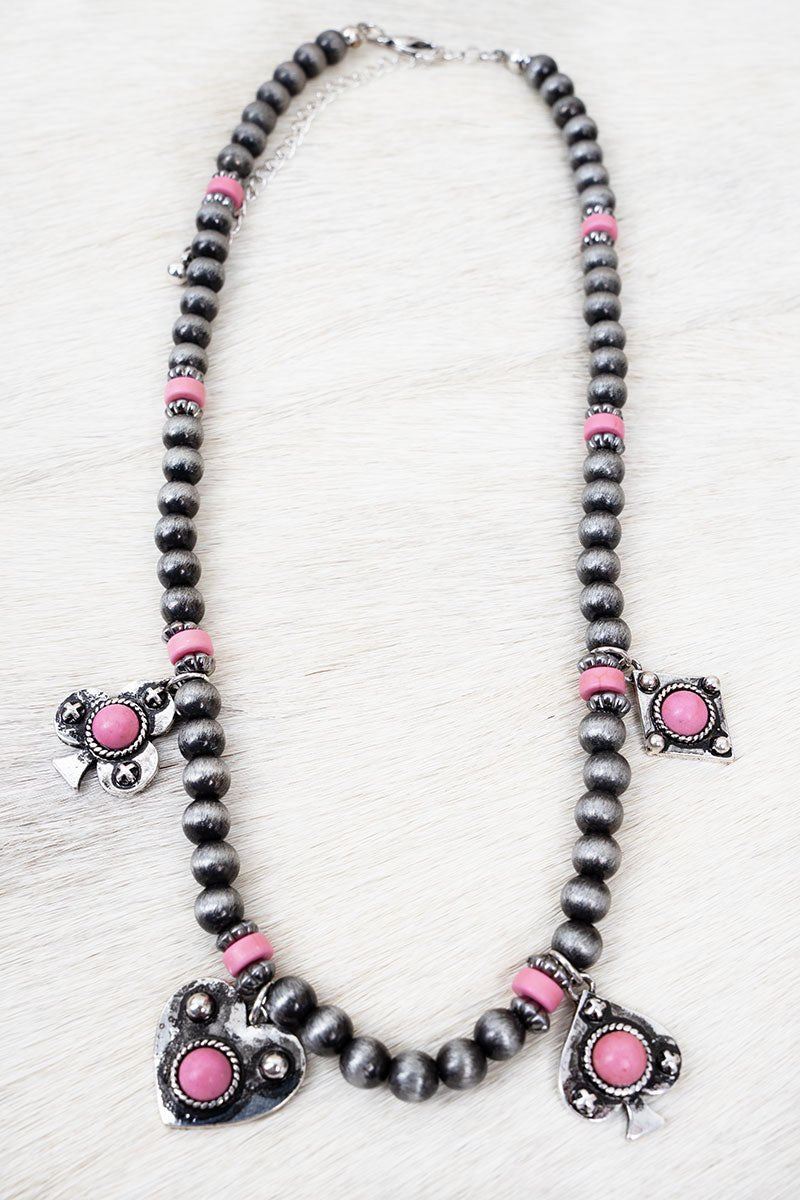 Pink Royal Gambit Silver Pearl Necklace - Wholesale Accessory Market