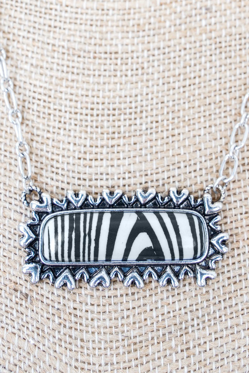 Black Striped Canyon Crush Silvertone Necklace - Wholesale Accessory Market
