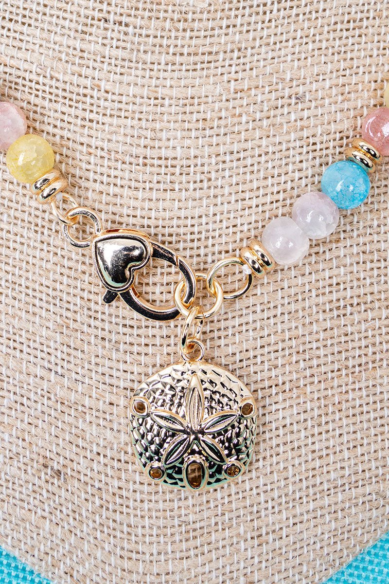 Ocean Calling Sand Dollar Multi - Color Beaded Goldtone Necklace - Wholesale Accessory Market