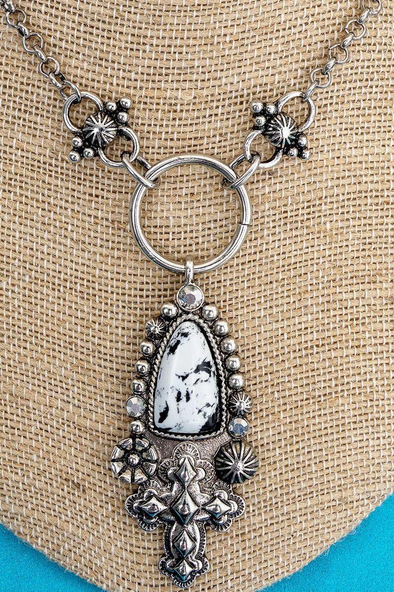 Howlite Desert Grace Silvertone Necklace - Wholesale Accessory Market