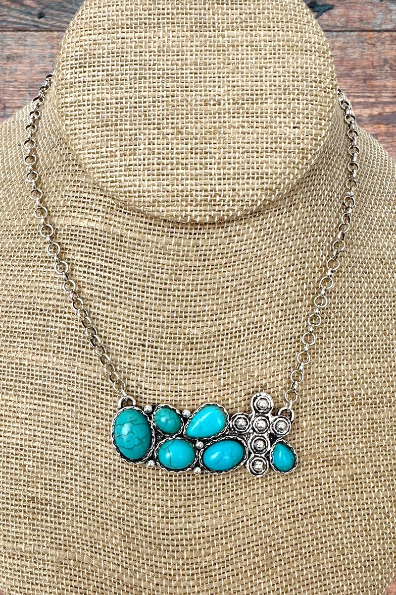 Turquoise Outlaw Grace Silvertone Necklace - Wholesale Accessory Market