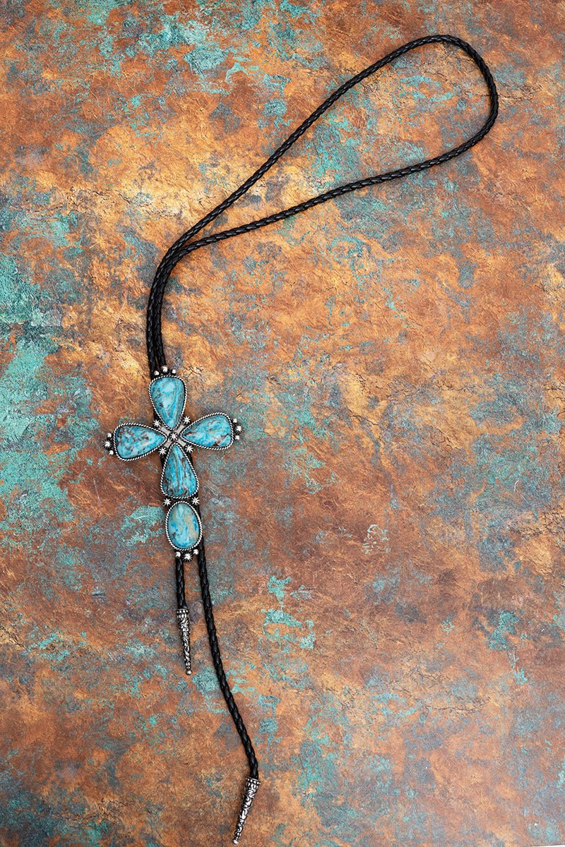 Turquoise Mesa Forge Cross Bolo Tie Necklace - Wholesale Accessory Market