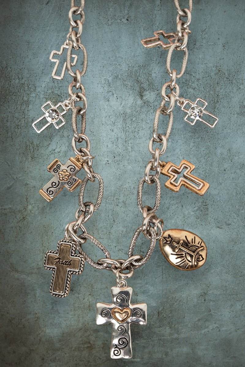 The Faith Edit Two - Tone Charm Necklace - Wholesale Accessory Market