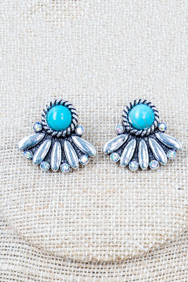 Turquoise Pikes Peak Silvertone Necklace and Earring Set - Wholesale Accessory Market