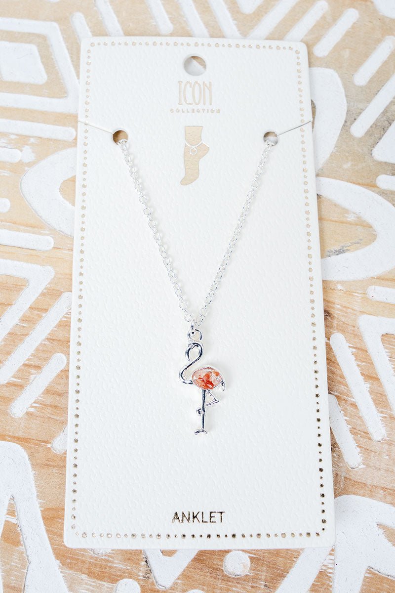 Kaia Coast Flamingo Orange & Silvertone Anklet - Wholesale Accessory Market