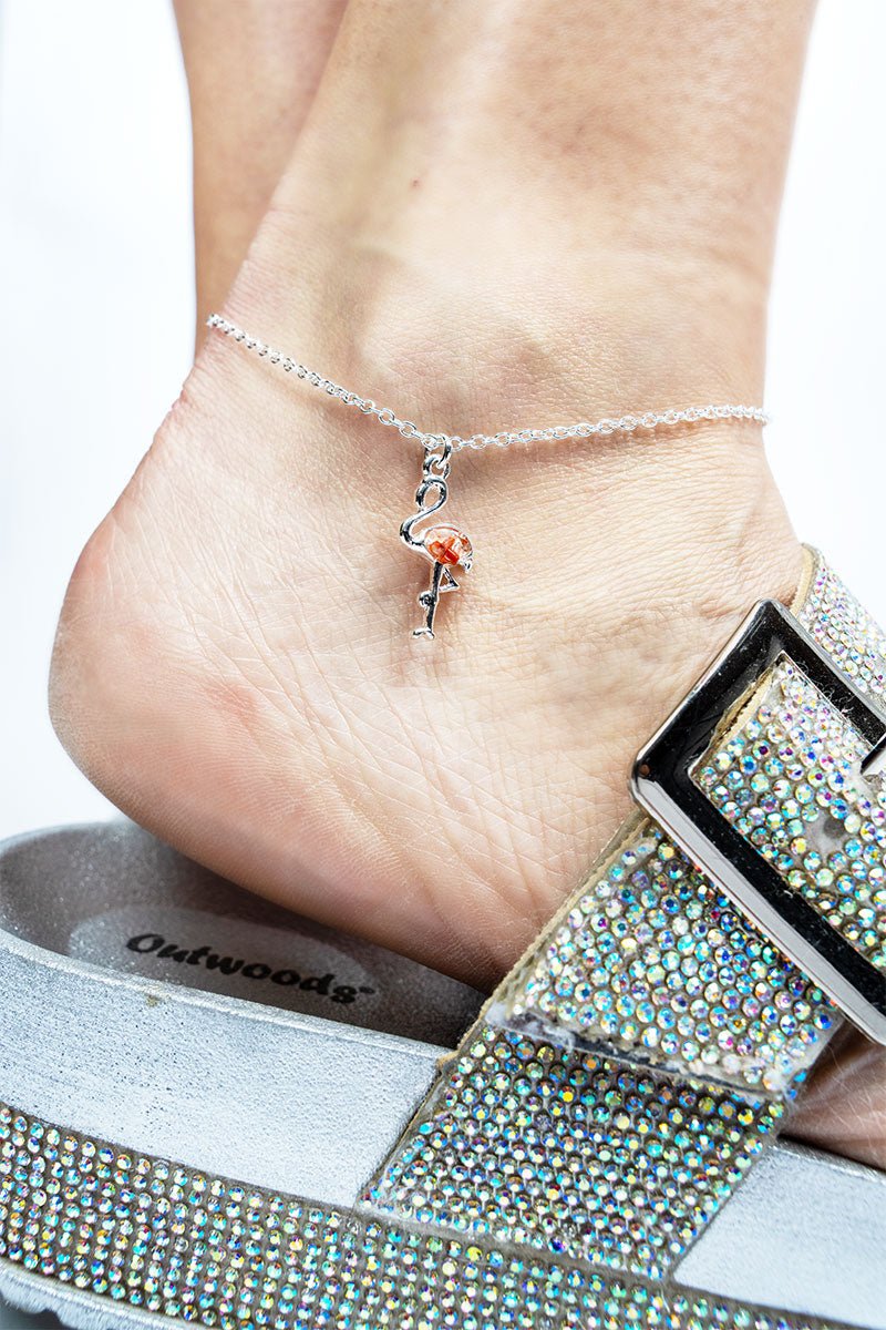 Kaia Coast Flamingo Orange & Silvertone Anklet - Wholesale Accessory Market