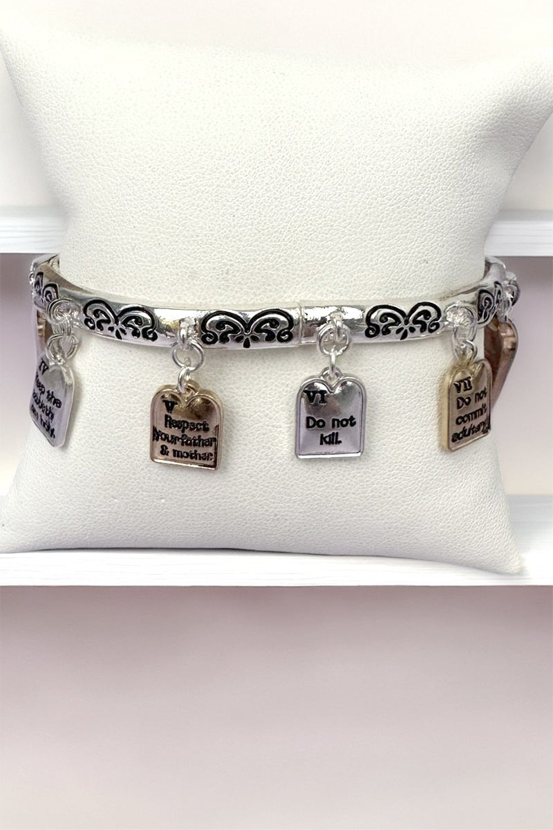 10 Commandments Tri - Tone Charm Bracelet - Wholesale Accessory Market