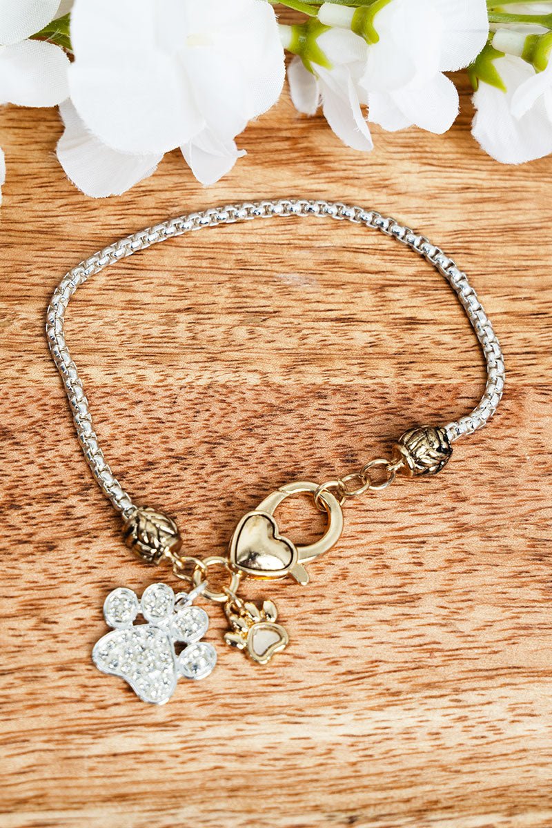 Pawlished Style Two - Tone Charm Bracelet - Wholesale Accessory Market