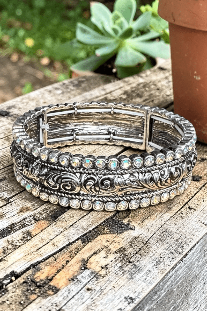 Iridescent Stoneflare Silvertone Bracelet - Wholesale Accessory Market