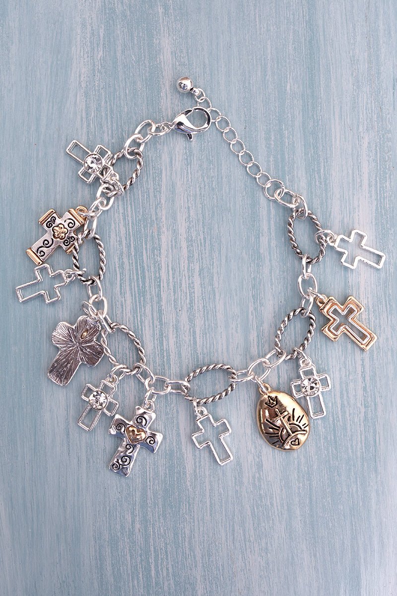 The Faith Edit Two - Tone Charm Bracelet - Wholesale Accessory Market